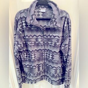 Columbia Mens Jacket Long Sleeves Zip Up Fleece Print Outdoor Purple Large